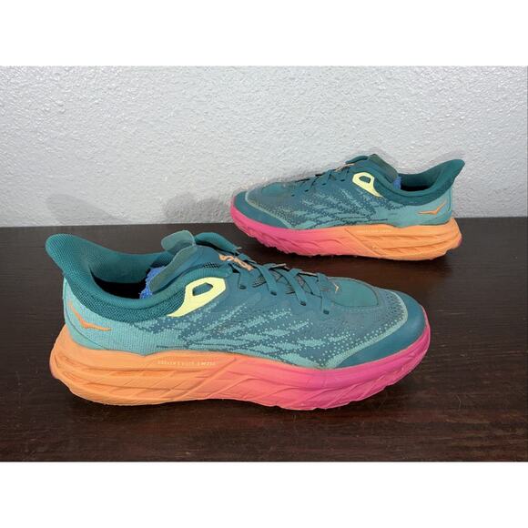 Hoka One One Speedgoat 5 Running Shoes Women Size 6.5 B Blue Green Sneakers - Picture 8 of 11